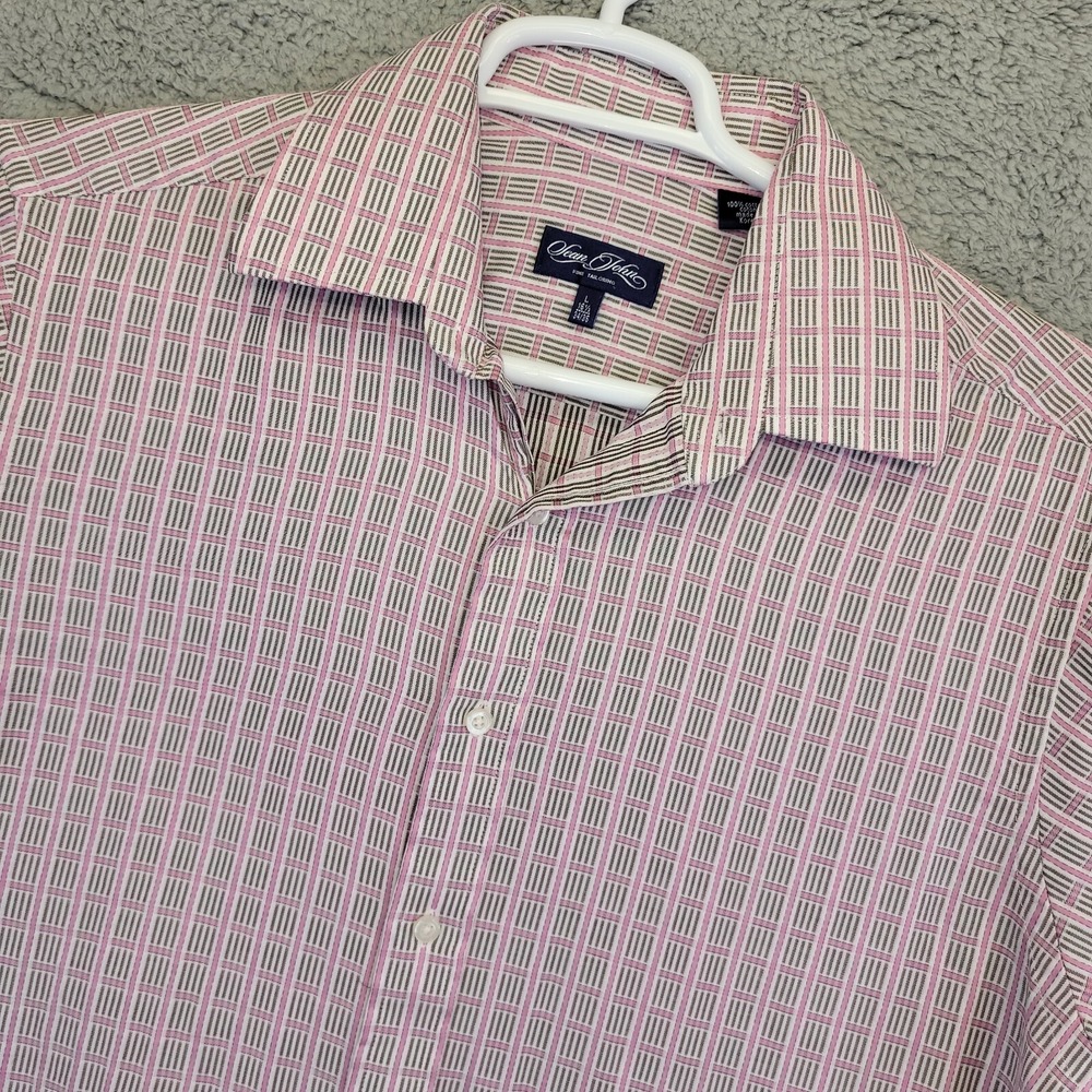 Sean John Shirt Men's Large Pink Long Sleeve Button Up‎ Vintage Fine Tailoring